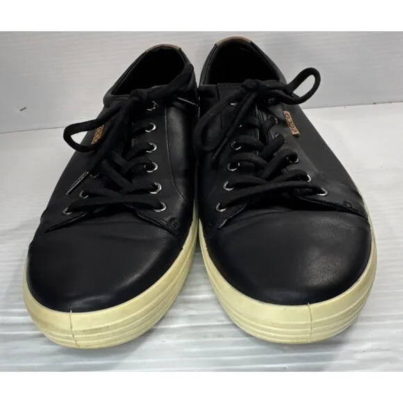 Ecco Men’s Soft 7 Leather Low Top Sneakers Black Sz 12-12.5 US 46 EU Extra Wide