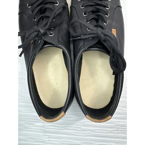 Ecco Men’s Soft 7 Leather Low Top Sneakers Black Sz 12-12.5 US 46 EU Extra Wide