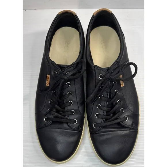 Ecco Men’s Soft 7 Leather Low Top Sneakers Black Sz 12-12.5 US 46 EU Extra Wide