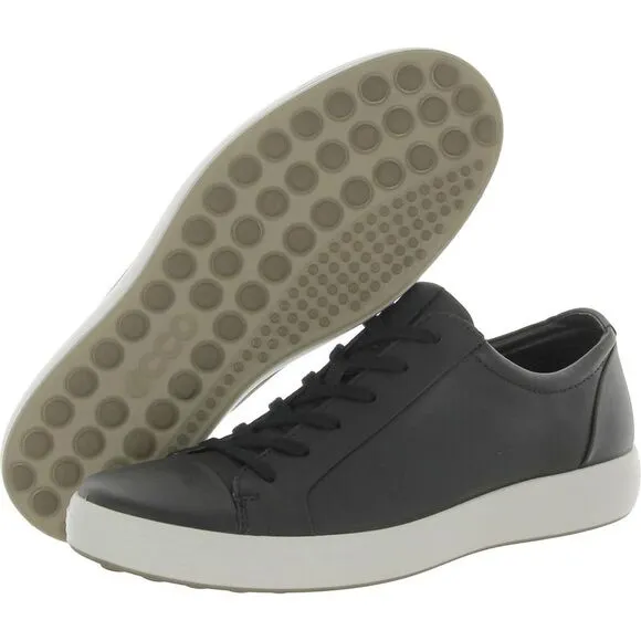 ECCO Mens Soft Black Leather Lace Up Athletic and Training Shoes Sneakers New