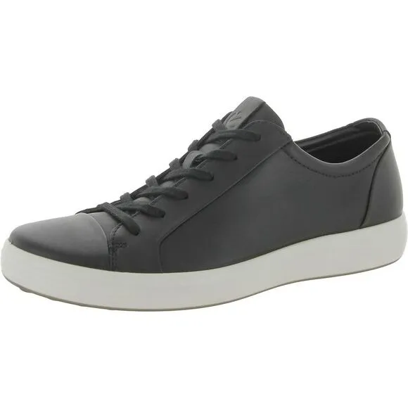ECCO Mens Soft Black Leather Lace Up Athletic and Training Shoes Sneakers New