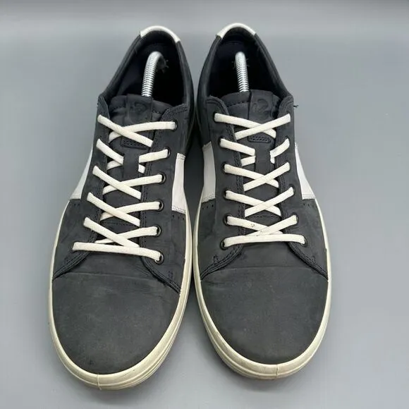 Ecco Soft 7 Mens 13 Shoes Sneakers Suede Nubuck Leather Blue White Danish Design