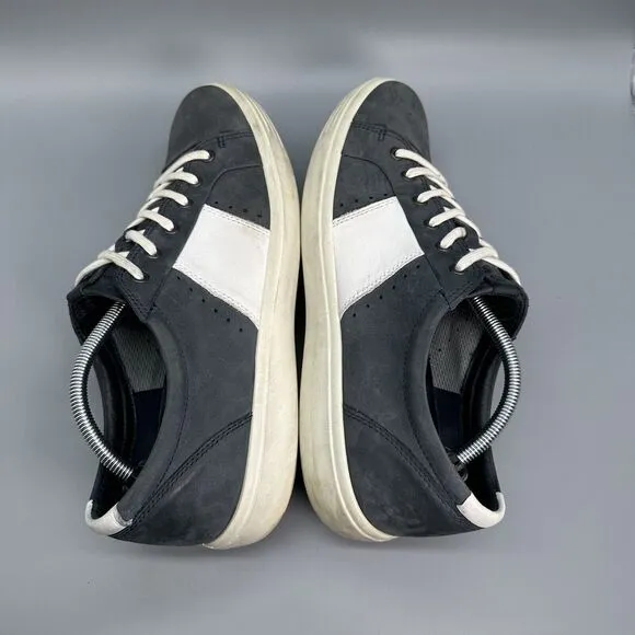 Ecco Soft 7 Mens 13 Shoes Sneakers Suede Nubuck Leather Blue White Danish Design
