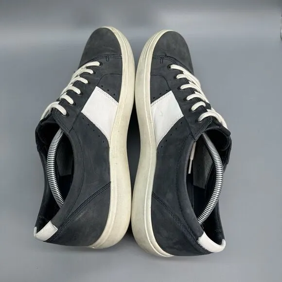 Ecco Soft 7 Mens 13 Shoes Sneakers Suede Nubuck Leather Blue White Danish Design