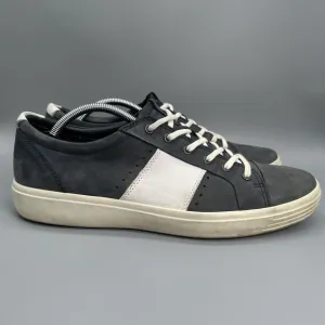Ecco Soft 7 Mens 13 Shoes Sneakers Suede Nubuck Leather Blue White Danish Design