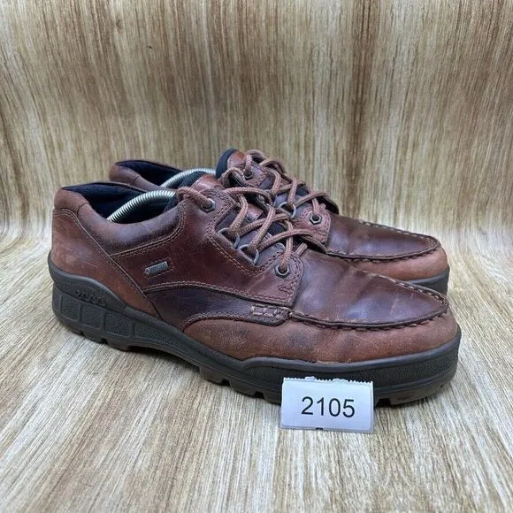 Ecco Track 25 Goretex Men's Size 12 EU 46 Brown Low Top Moc‎ Toe Shoes Leather