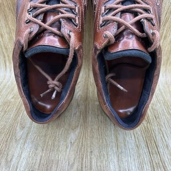 Ecco Track 25 Goretex Men's Size 12 EU 46 Brown Low Top Moc‎ Toe Shoes Leather