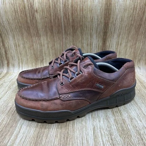 Ecco Track 25 Goretex Men's Size 12 EU 46 Brown Low Top Moc‎ Toe Shoes Leather