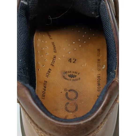 Ecco Track 25 Low Brown‎ Leather GoreTex Moc Toe Shoes Mens Size 42 US 8-8.5