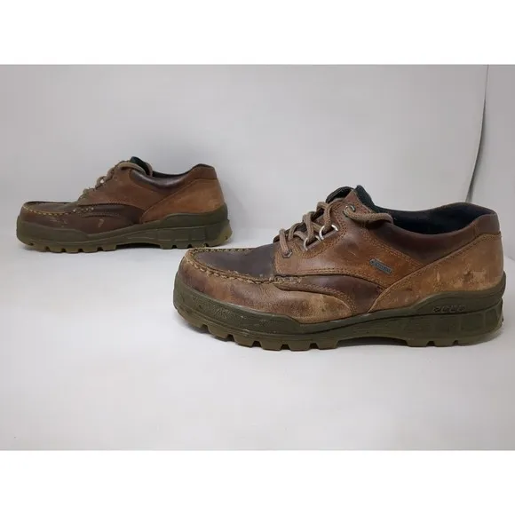 Ecco Track 25 Low Brown‎ Leather GoreTex Moc Toe Shoes Mens Size 42 US 8-8.5