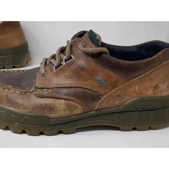 Ecco Track 25 Low Brown‎ Leather GoreTex Moc Toe Shoes Mens Size 42 US 8-8.5