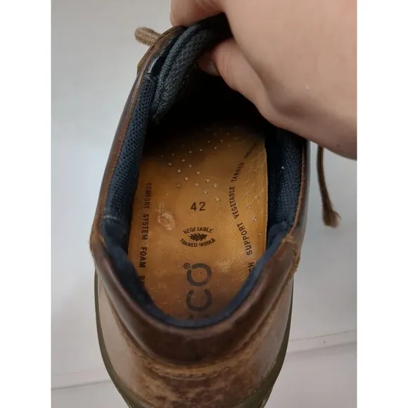 Ecco Track 25 Low Brown‎ Leather GoreTex Moc Toe Shoes Mens Size 42 US 8-8.5