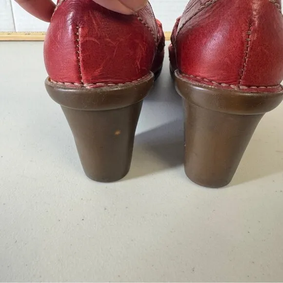 El Naturalista Classic Stylish Red Leather Lagenlook Preppy Women's Heels
