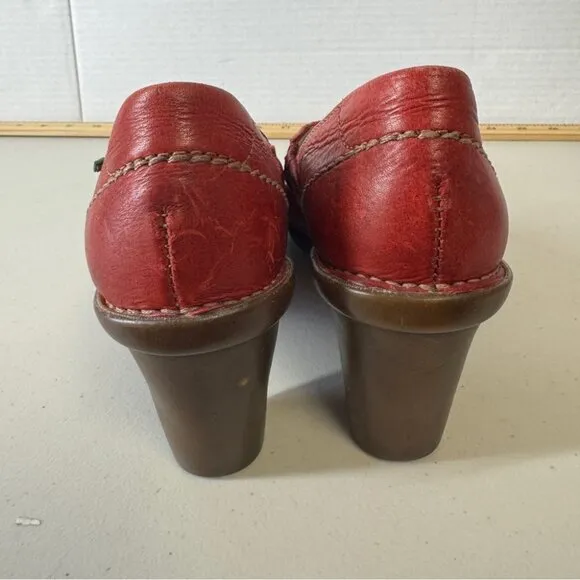 El Naturalista Classic Stylish Red Leather Lagenlook Preppy Women's Heels