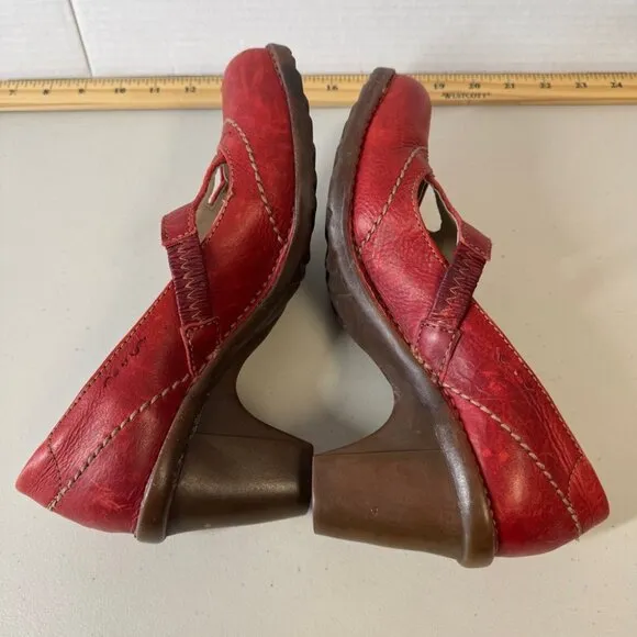 El Naturalista Classic Stylish Red Leather Lagenlook Preppy Women's Heels