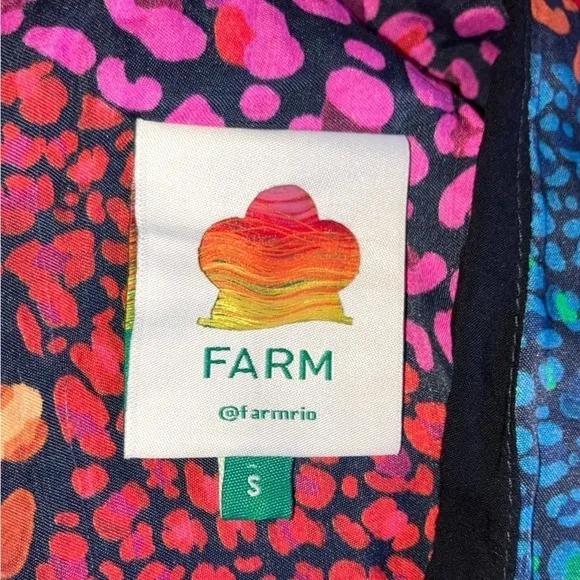 FARM Rio Rainbow Hearts Lenzing™ Ecovero™ Viscose Midi Dress size SM