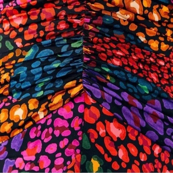 FARM Rio Rainbow Hearts Lenzing™ Ecovero™ Viscose Midi Dress size SM