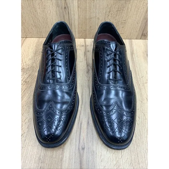 FLORSHEIM Men's Shoes Full Brogue Wingtip Oxfords Black Leather Size 10D