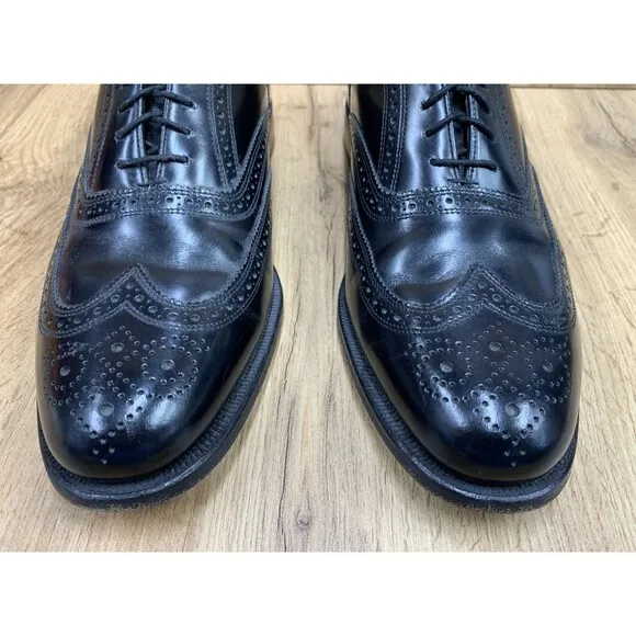FLORSHEIM Men's Shoes Full Brogue Wingtip Oxfords Black Leather Size 10D