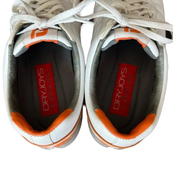 FootJoy DryJoys 53649 Tour White Leather Orange Spikeless Golf Shoes Mens Size 9