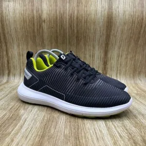 Footjoy Flex XP Golf Shoes Men's‎ Size 7 M Black White Soft Spikes Knit 56253