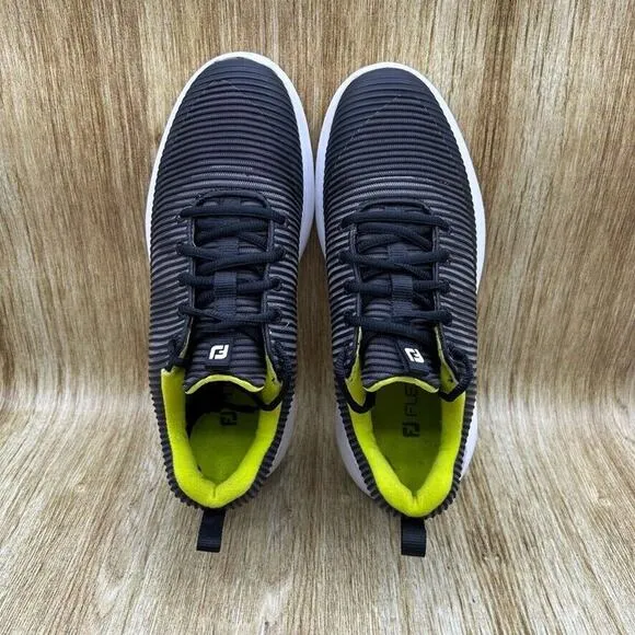 Footjoy Flex XP Golf Shoes Men's‎ Size 7 M Black White Soft Spikes Knit 56253