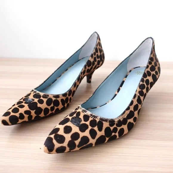 FRANCES VALENTINE Shoes 7 Sandals Leopard Pump Heels Pointed Court Elizabeth
