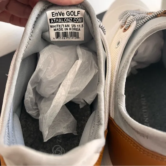 Golf Shoes Athalonz EnVe White/Tan US 11.5  Men's Spikeless Sole NIB