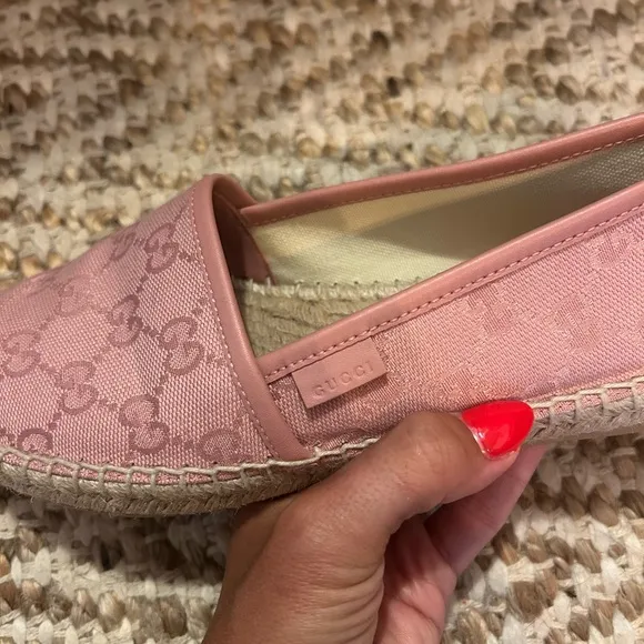 Gucci Pink Espadrille Shoes with Jute Midsole