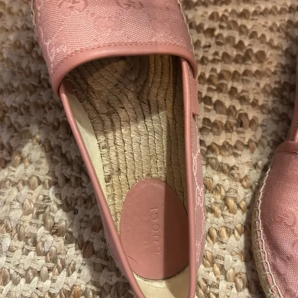 Gucci Pink Espadrille Shoes with Jute Midsole