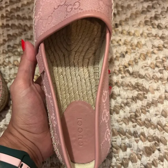 Gucci Pink Espadrille Shoes with Jute Midsole
