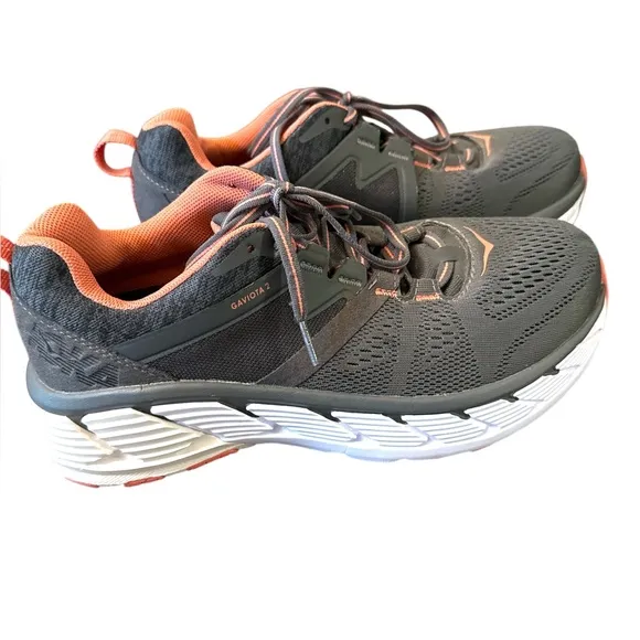 HOKA ONE GAVIOTA 2 WOMEN RUNNING SHOES GRAY CORAL SIZE 8 1/2 WIDE