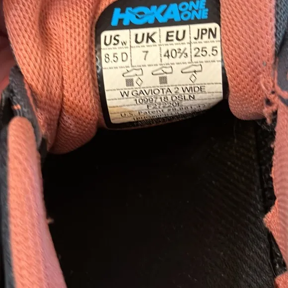 HOKA ONE GAVIOTA 2 WOMEN RUNNING SHOES GRAY CORAL SIZE 8 1/2 WIDE