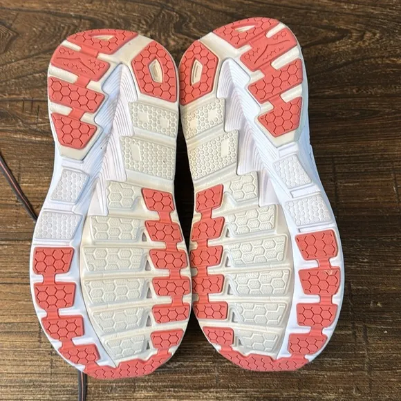 HOKA ONE GAVIOTA 2 WOMEN RUNNING SHOES GRAY CORAL SIZE 8 1/2 WIDE