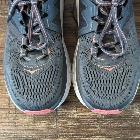 HOKA ONE GAVIOTA 2 WOMEN RUNNING SHOES GRAY CORAL SIZE 8 1/2 WIDE