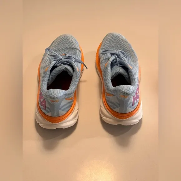 Hoka One One Clifton 9 Womens Size 10B Blue Orange Running Walking Casual Shoes