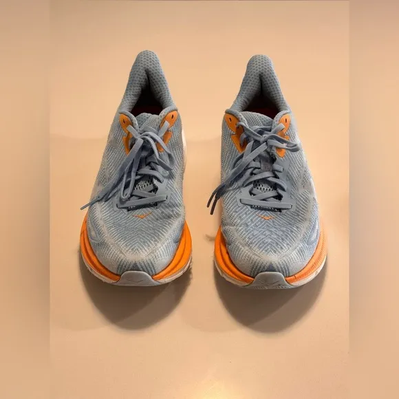 Hoka One One Clifton 9 Womens Size 10B Blue Orange Running Walking Casual Shoes