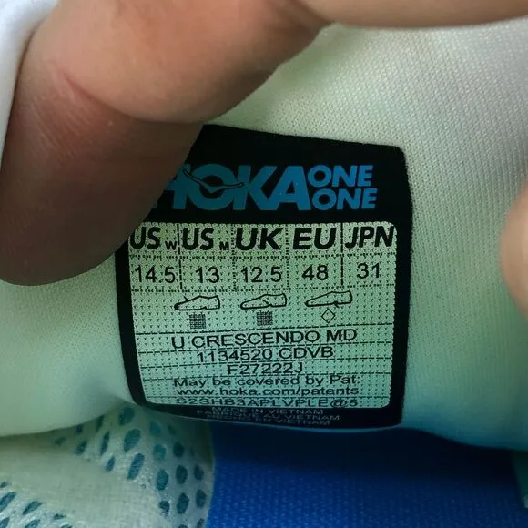 Hoka‎ One One Crescendo MD Track Racing Spikes Mens 13 White Blue Running Shoes