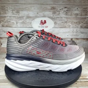 Hoka One One Men's Size 10 Bondi 6 Alloy Red Grey Athletic Running Shoes
