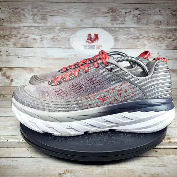 Hoka One One Men's Size 10 Bondi 6 Alloy Red Grey Athletic Running Shoes