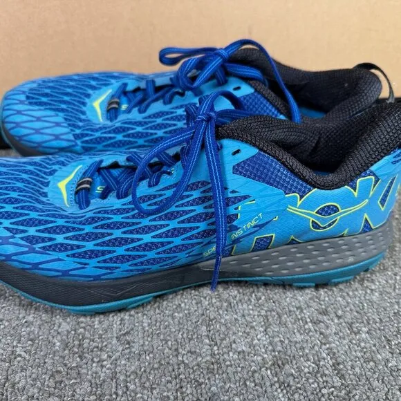 Hoka One One Mens Speed Instinct Trail Hiking Training Shoes Blue Sneakers Sz 9