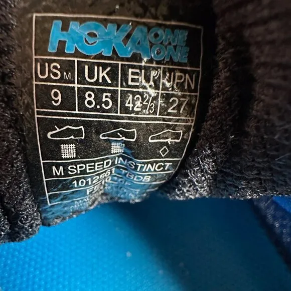 Hoka One One Mens Speed Instinct Trail Hiking Training Shoes Blue Sneakers Sz 9