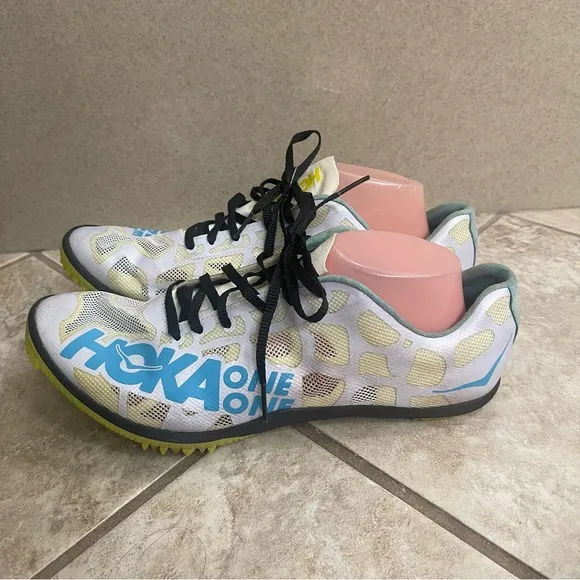 Hoka One One Rocket MD Mens Sz 11.5 White Track &amp; Field Spike Shoes Pre Owned