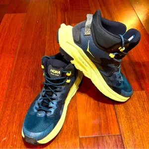 Hoka Trail Code Men's Trail Running Shoes turquoise and Yellow sz9.5 /43.5