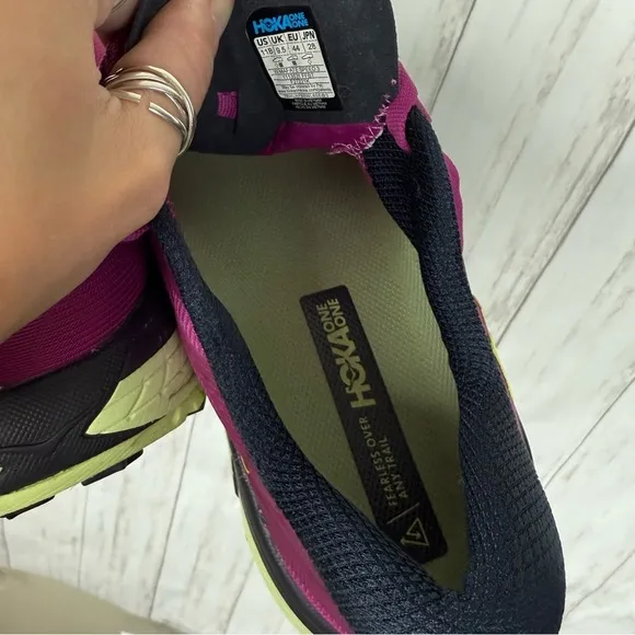 Hoka US 11 Speed 3 pink and green shoes