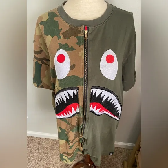 Hudson Outerwear Bape Men’s 2X Green and Khaki Camo Bathing Ape T-Shirt