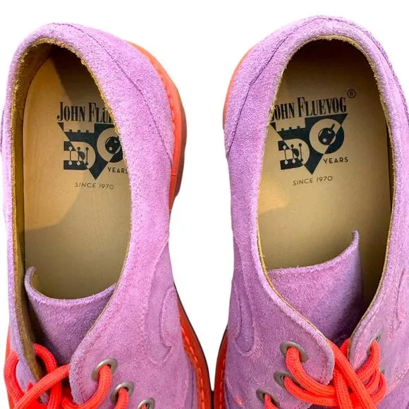 John Fluevog 7th Heaven Gibson Swirl Lace-Up Derby Platform Shoes Purple 7.5