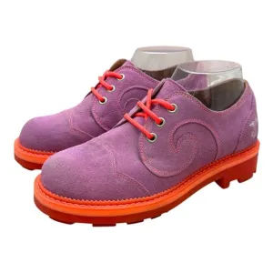 John Fluevog 7th Heaven Gibson Swirl Lace-Up Derby Platform Shoes Purple 7.5