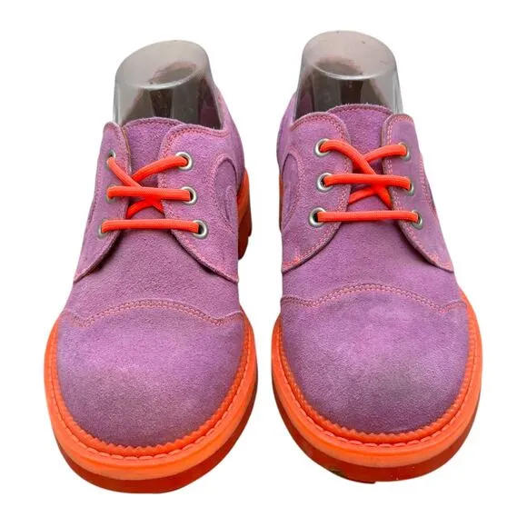 John Fluevog 7th Heaven Gibson Swirl Lace-Up Derby Platform Shoes Purple 7.5