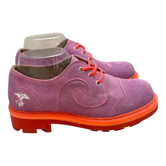 John Fluevog 7th Heaven Gibson Swirl Lace-Up Derby Platform Shoes Purple 7.5